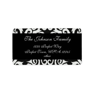 Black and White Vintage Damask Labels