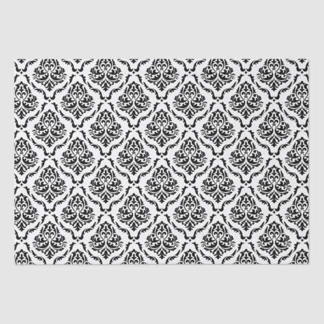 Black and white vintage damask pattern tissue paper (Front)