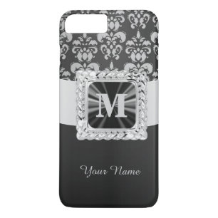 Black and white vintage damask personalised Case-Mate iPhone case
