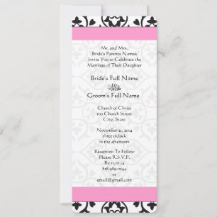 Black and White Vintage Floral Damask Wedding Invitation