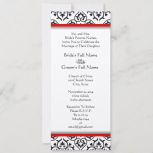 Black and White Vintage Floral Damask Wedding Invitation