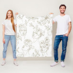 Black and White Vintage Floral Face Line Pattern 2 Fleece Blanket<br><div class="desc">Vintage floral face line pattern blanket featuring elegant abstract female faces paired with delicate blooming flowers on a clean white background. Minimalist and feminine with a soft rustic aesthetic,  this timeless design is ideal for boho style lovers,  floral art enthusiasts,  beauty lovers,  and fans of modern vintage decor.</div>