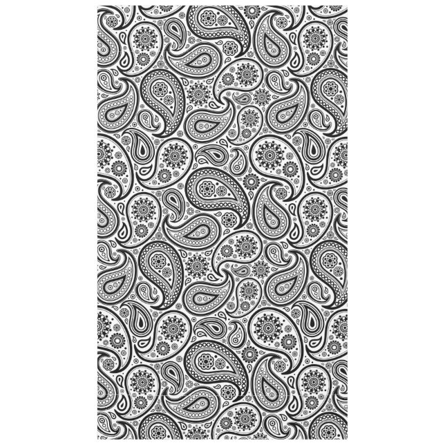 Black And White Vintage Floral Paisley Tablecloth (Front)