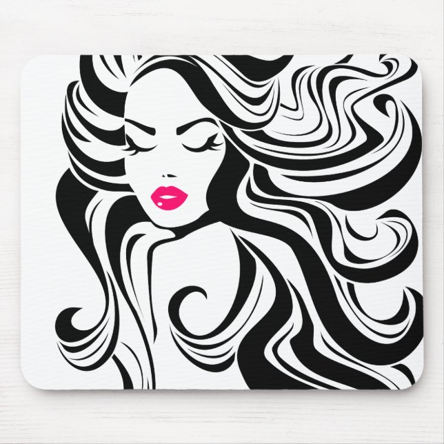 Black and white vintage girl mouse pad (Front)