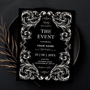 Black and white Vintage Gothic Invitation