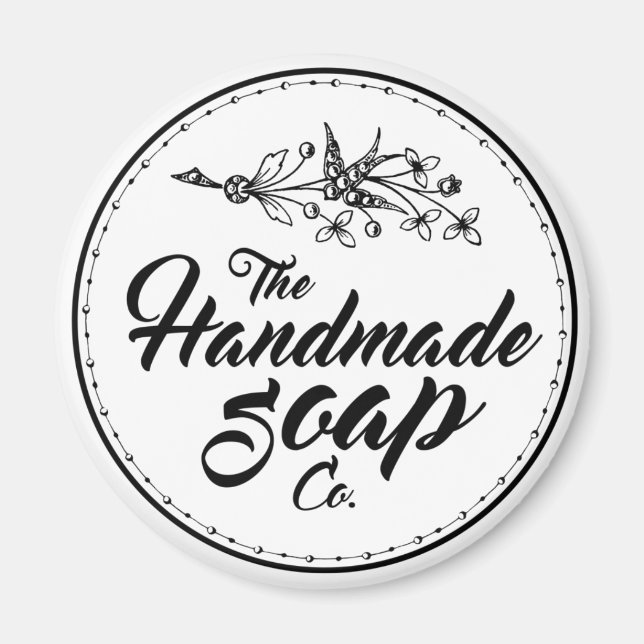 Black and White Vintage Handmade Soap Bathroom Magnet (Front)