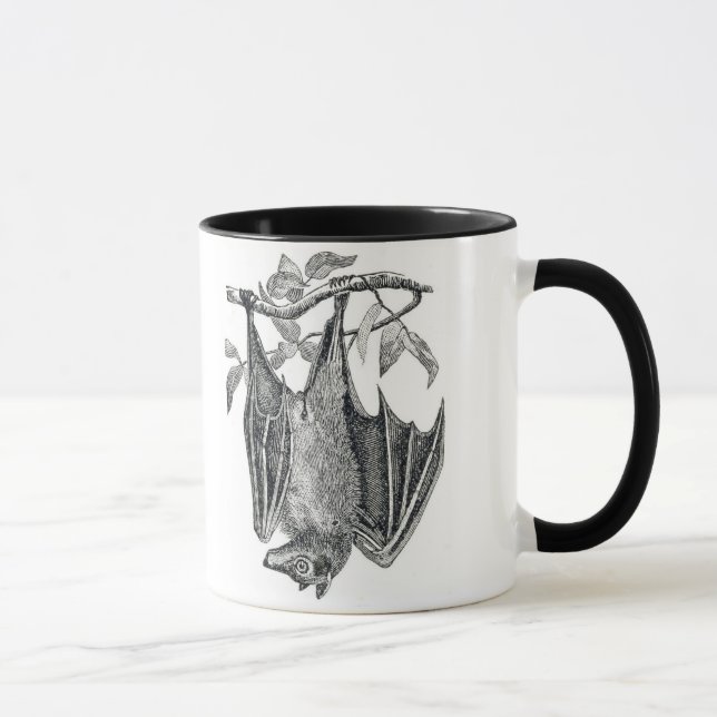 Black and White Vintage Hanging Bat Mug (Right)