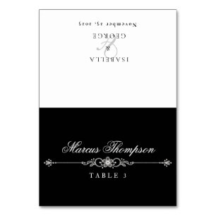 Black and White Vintage Lace Old Money Place card