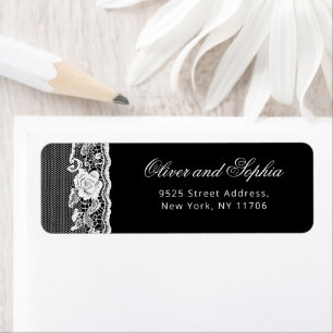 Black and White Vintage Lace Return Address