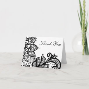 Black and White Vintage Lace Thank You Card