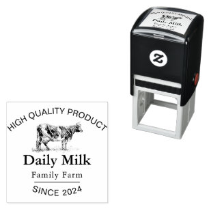 Black and White Vintage Milk Family Farm Self-inking Stamp