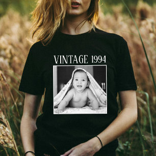 Black And White Vintage Photo & Year Birthday T-Shirt