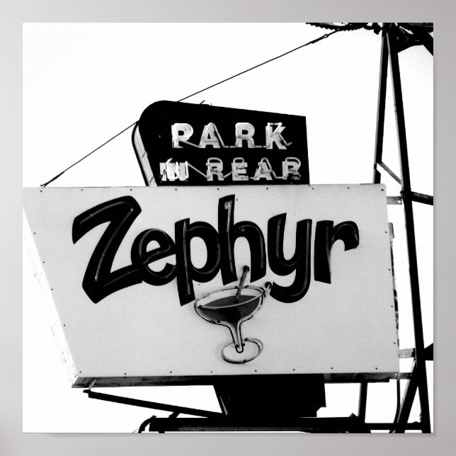 Black and White Vintage Reno Bar Martini Sign (Front)