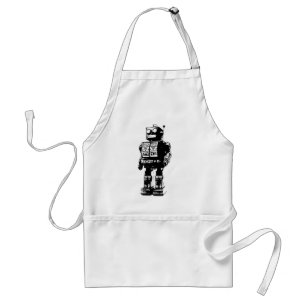 Black and White Vintage Robot Standard Apron