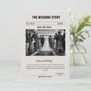 Black and White Vintage Save the Date Invitation