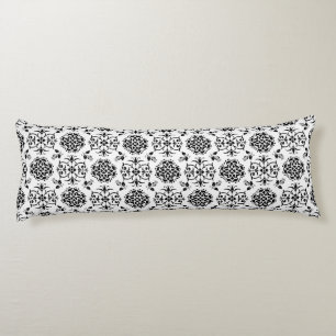 Black and White Vintage Style Damask Pattern Body Cushion