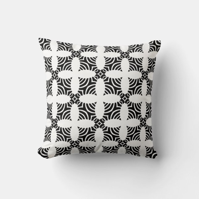 Black and White Vintage Throw Pillow (Front)