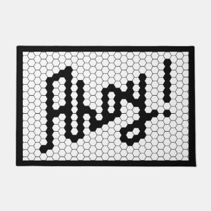 Black and White Vintage Tile Design Nautical Boat Doormat