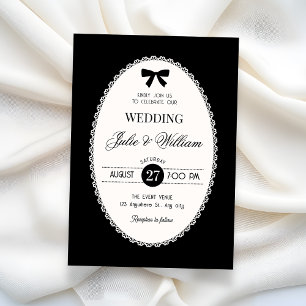 Black and white vintage wedding invitation