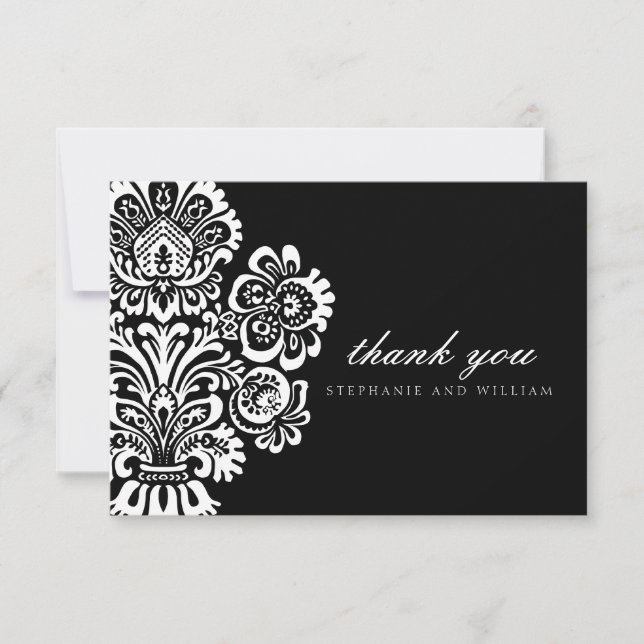Black and White Vintage Wedding Thank You Card (Front)