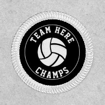 Black and white volleyball ball champs, team name