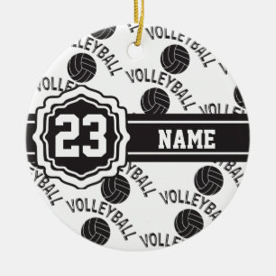 Black and White Volleyball Ceramic Tree Decoration