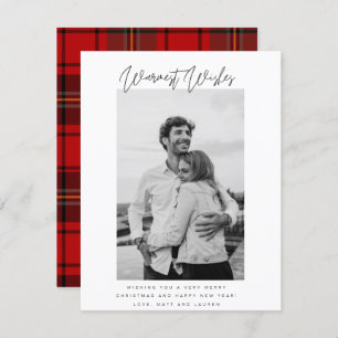 Black and White Warmest Wishes Photo Christmas Holiday Card