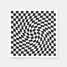 Black and White Warped Chequered Pattern