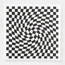 Black and White Warped Chequered Pattern
