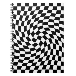 Black and White Warped Chequered Pattern Notebook