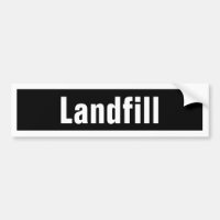 Black and White Waste Receptacle Label: Landfill