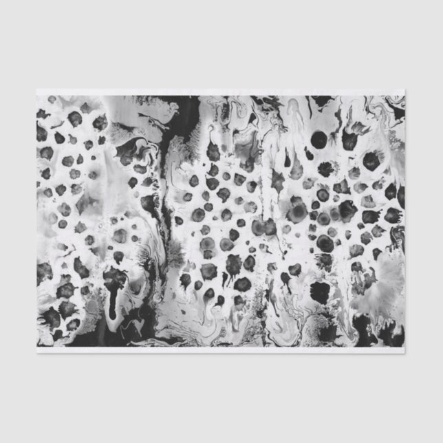 Black and white water texture design, marbling pap tissue paper (Front)