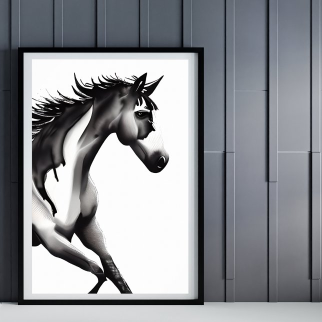 Black and White Watercolor Abstract Horse Poster (Creator Uploaded)