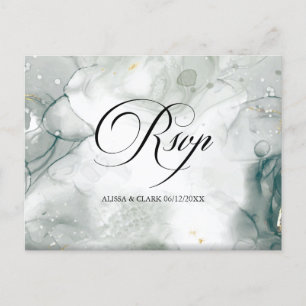 Black And White Watercolor Abstract RSVP  Postcard
