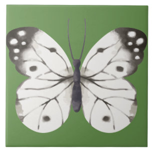 Black and White Watercolor Butterfly Tile