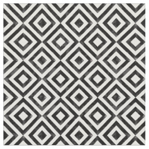 Black and White Watercolor Diamond Pattern Fabric