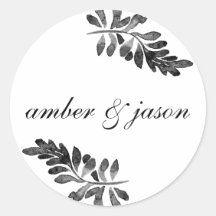 Black and White Watercolor Floral Invitation Seal