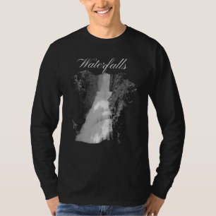   Black and White Waterfall Landscapes  T-Shirt