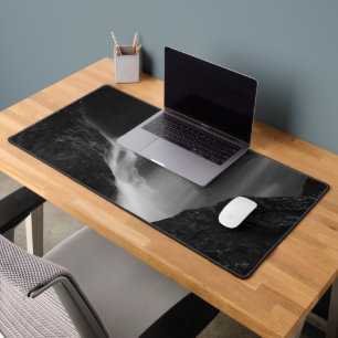 Black and white waterfall long exposure desk mat
