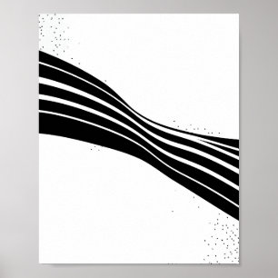 Black and White Wave Abstract Poster