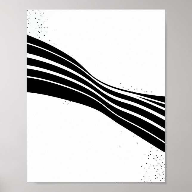 Black and White Wave Abstract Poster (Front)