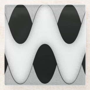 Black and White Wave Glass Coaster