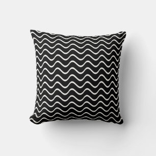 Black and White Wave Pattern Neutral Colour  Cushion