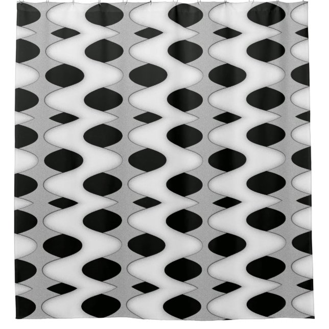 Black and White Wave Shower Curtain (Front)