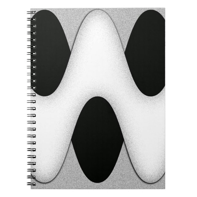 Black and White Wave Spiral Notebook (Front)