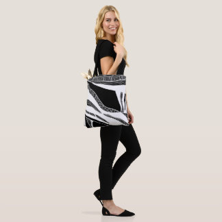 Black and White Wave Tote Bag
