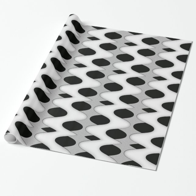 Black and White Wave Wrapping Paper (Unrolled)