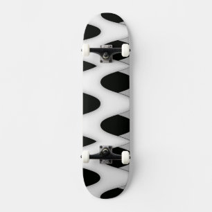 Black and White Waves Skateboard