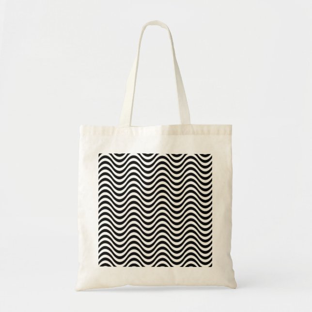 Black and White Waves Tote Bag (Front)