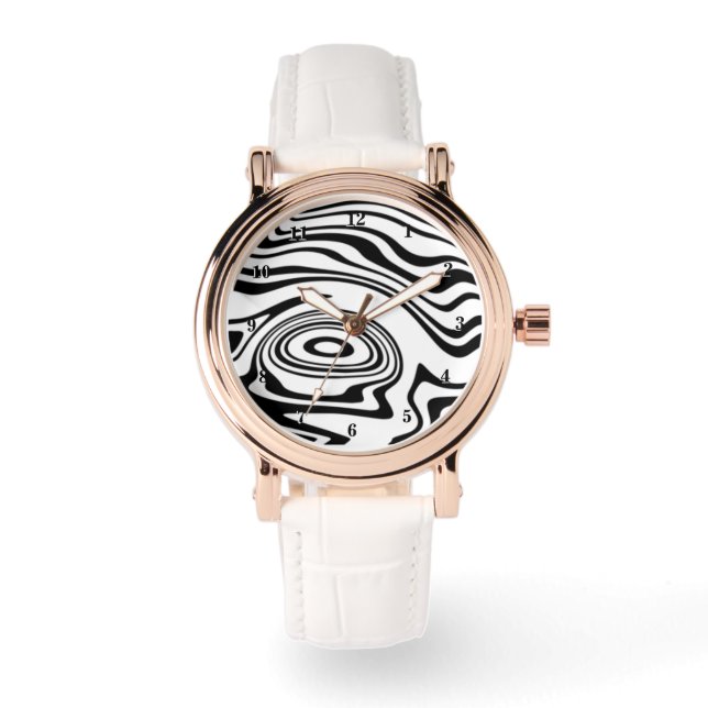 Black and White Waves Watch (Front)